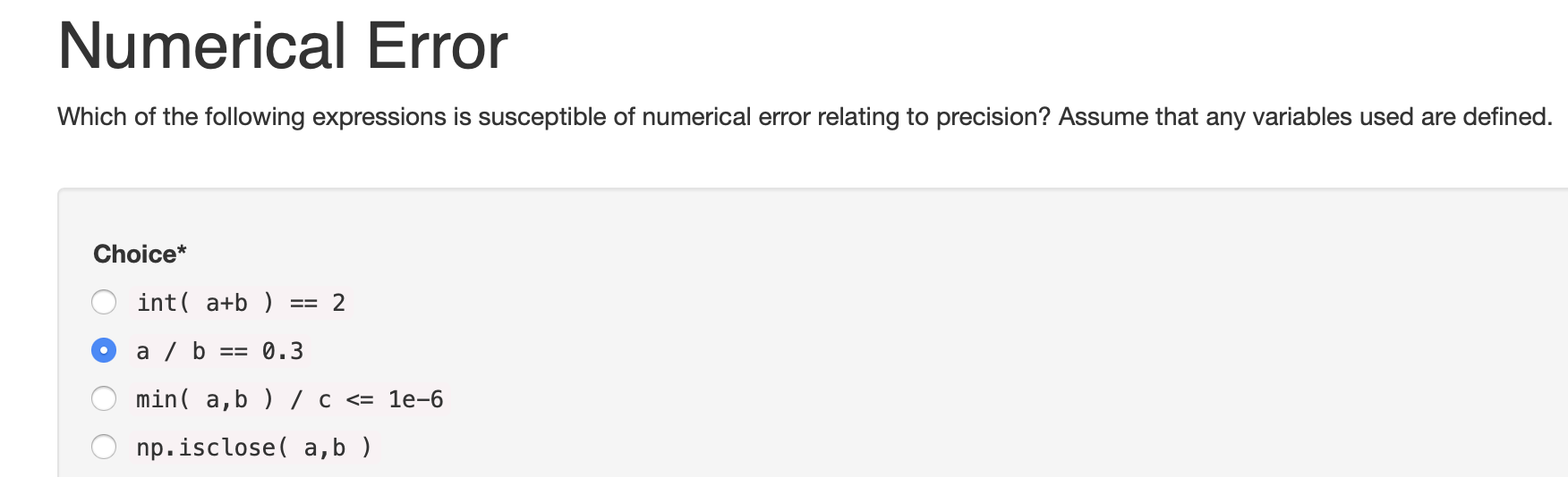 Solved Numerical Error Which of the following expressions is | Chegg.com