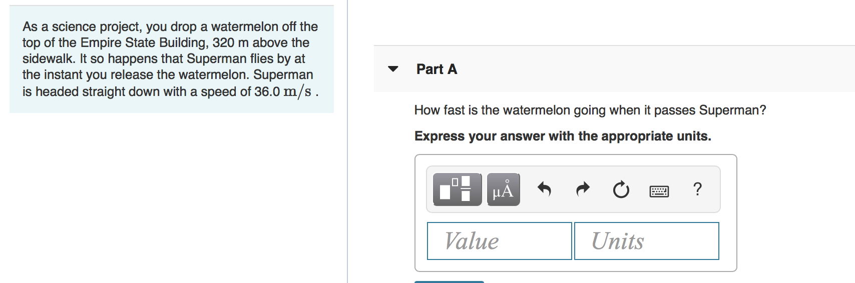 Solved As a science project, you drop a watermelon off the | Chegg.com