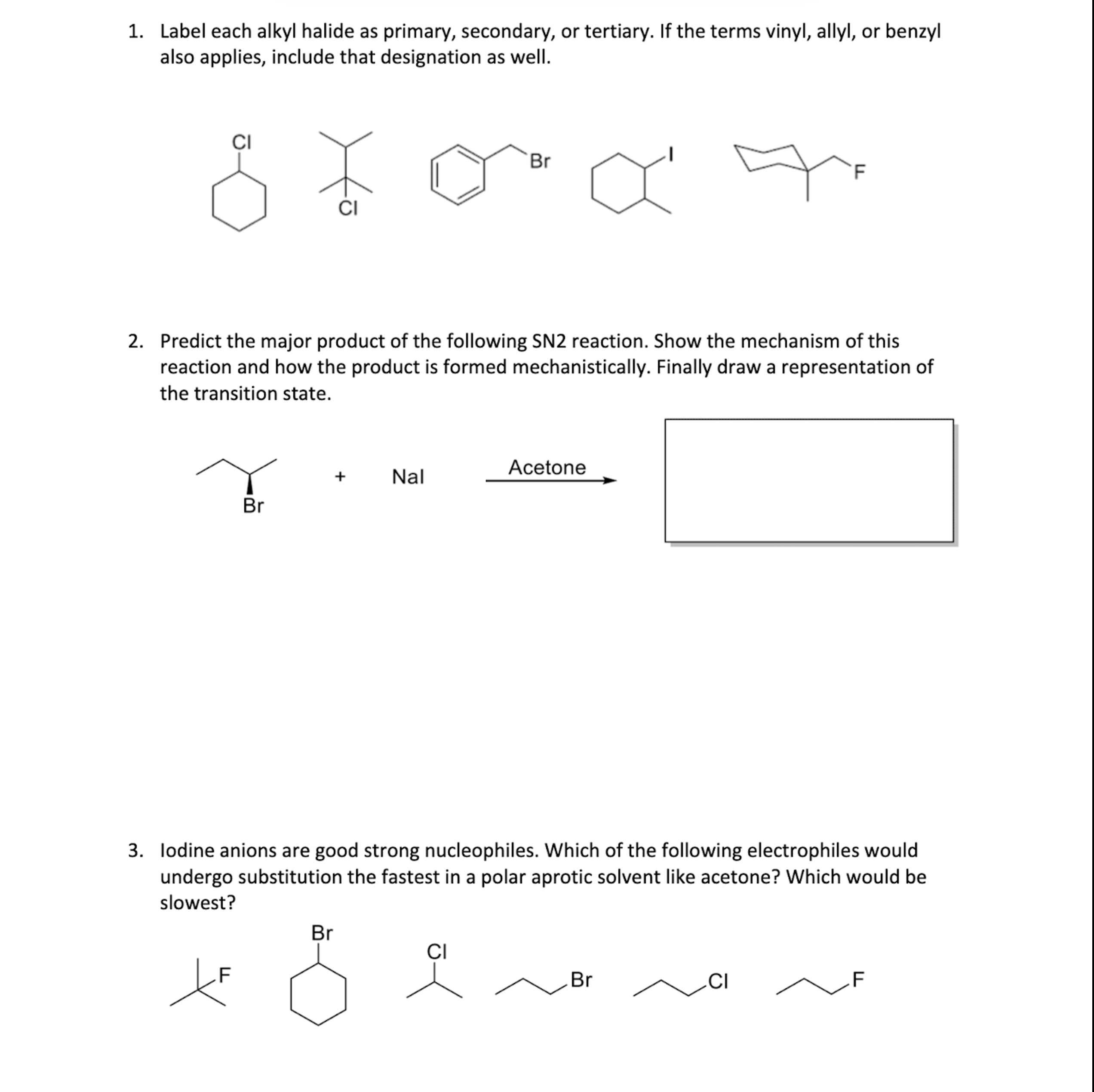 Solved Label each alkyl halide as primary, secondary, ﻿or | Chegg.com