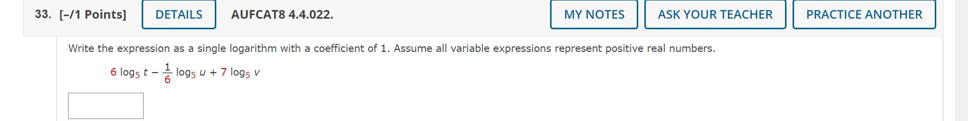 Solved Write the expression as a single logarithm with a | Chegg.com