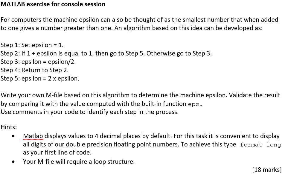 Solved MATLAB exercise for console session For computers the