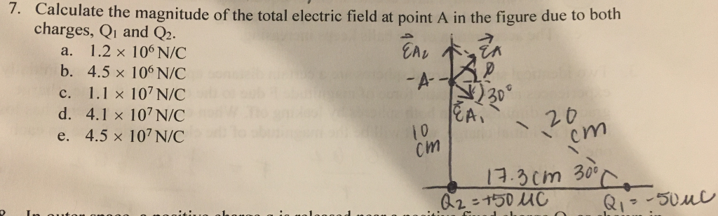 Solved 7. Calculate the magnitude of the total electric | Chegg.com
