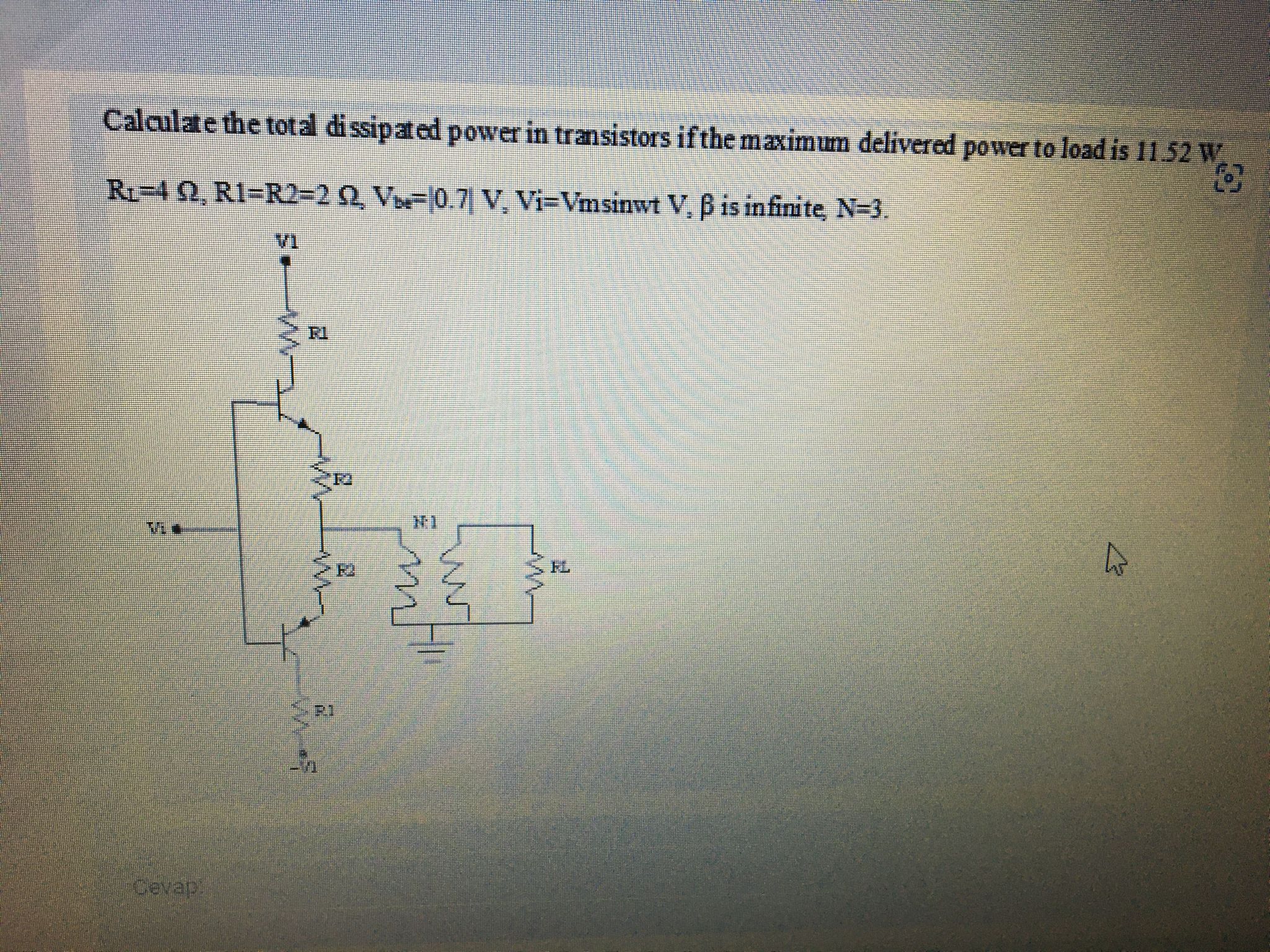 Solved Calculate the total dissipated power in transistors