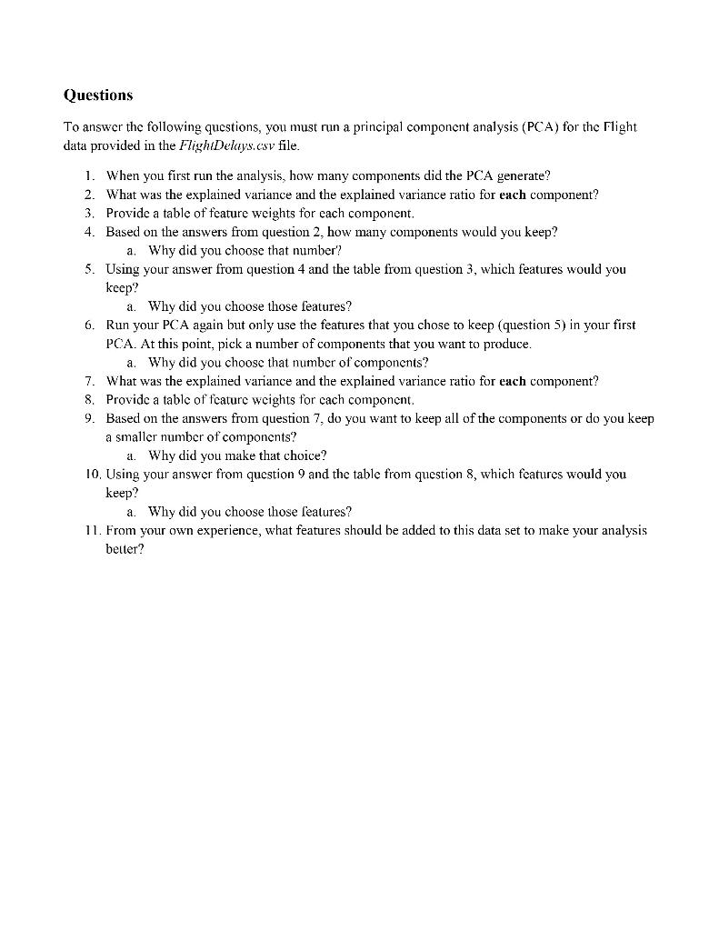 Assignment #7 - Principal Component Analysis Using | Chegg.com