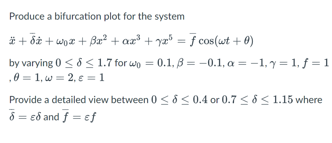 Produce a bifurcation plot for the system | Chegg.com