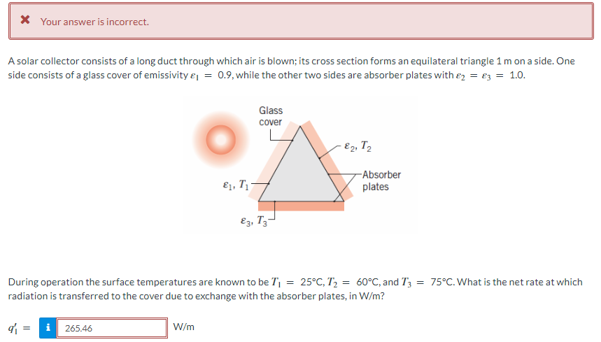 Solved X Your Answer Is Incorrect. A Solar Collector | Chegg.com