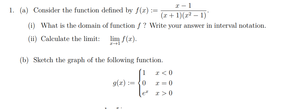 Solved 1. (a) Consider The Function Defined By 