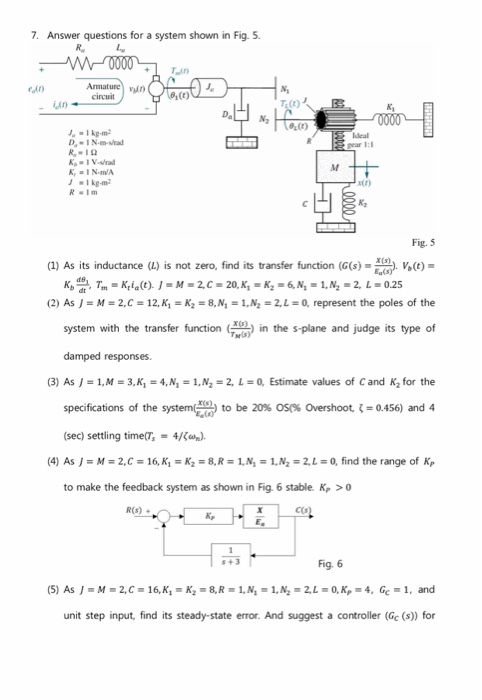 7. Answer questions for a system shown in Fig. 5 なn | Chegg.com