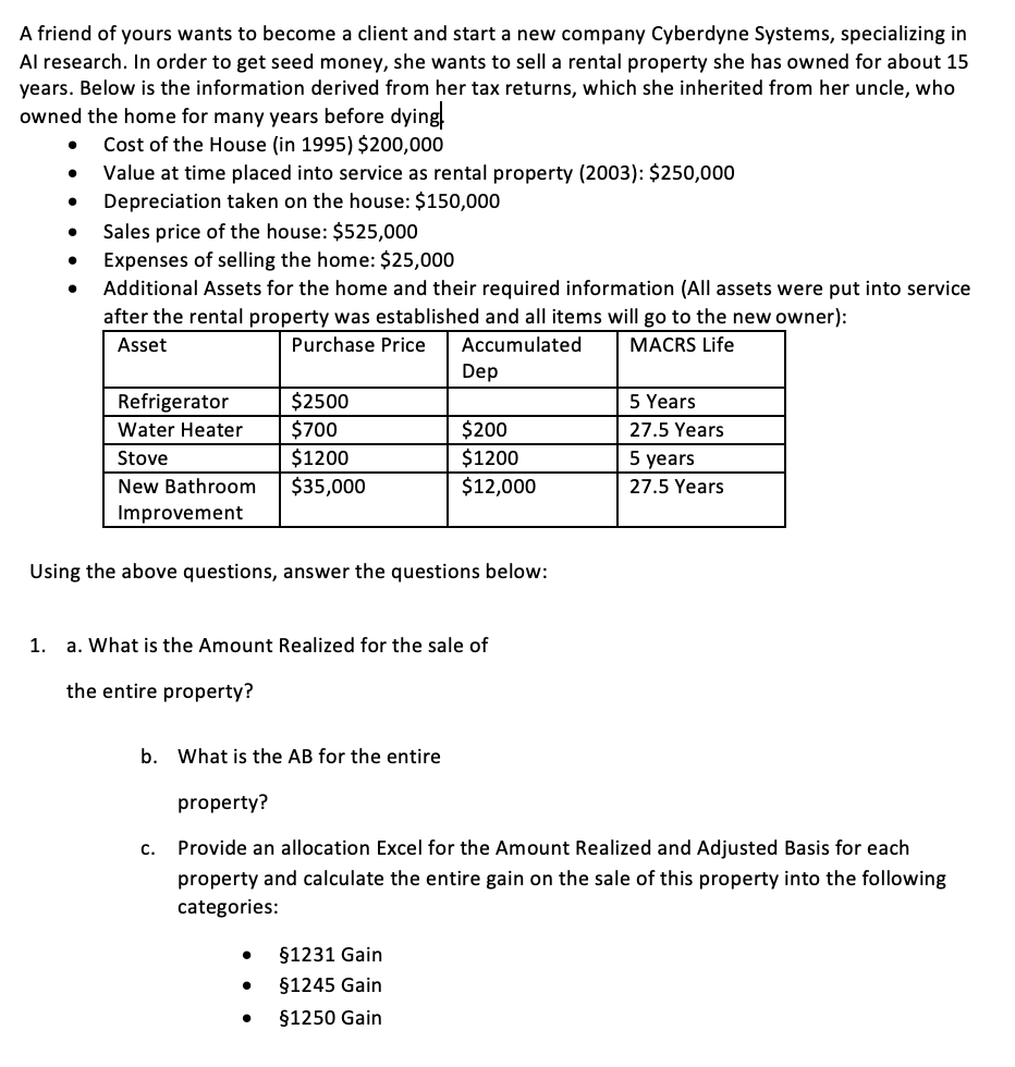 Solved Help With 1a. B. C. Please? 2018 U.S Tax Rules Apply. | Chegg.com