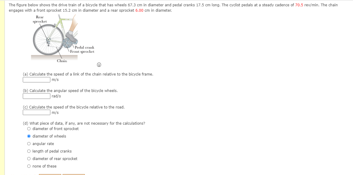 Solved The figure below shows the drive train of a bicycle