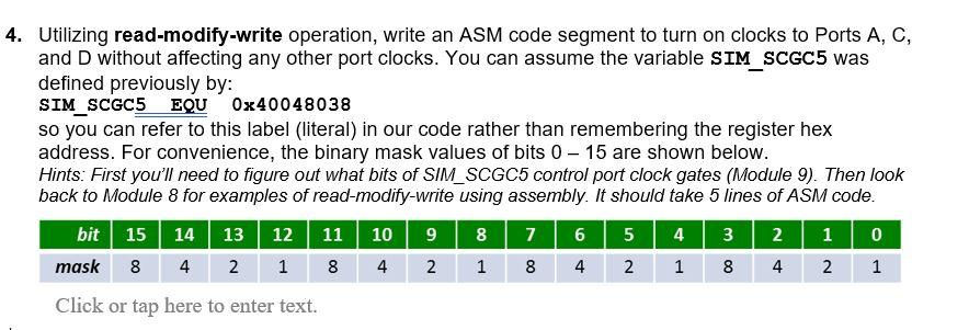 Solved 4. Utilizing read-modify-write operation, write an | Chegg.com