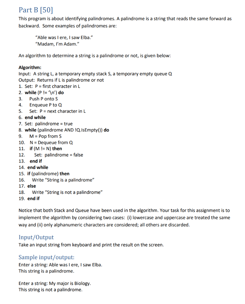 Solved Part B [50] This program is about identifying | Chegg.com