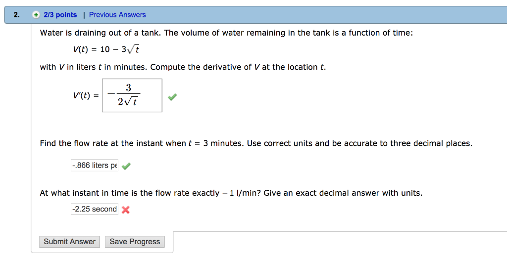 solved-water-is-draining-out-of-a-tank-the-volume-of-water-chegg