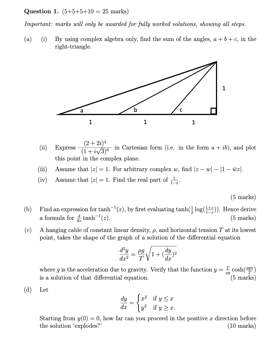 Solved Question 1. (5+5+5+10 = 25 marks) Important: marks | Chegg.com