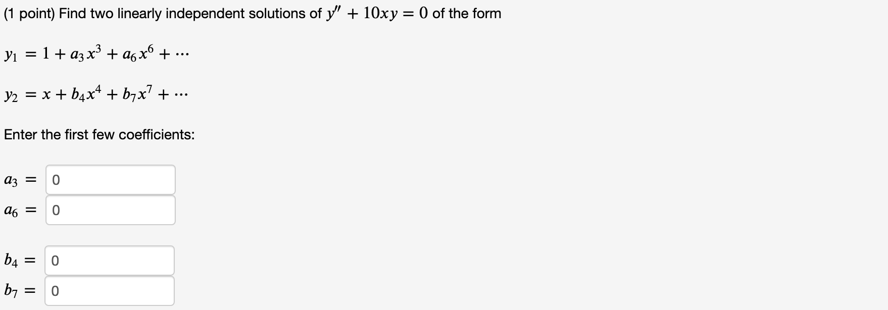 Solved 1 Point Find Two Linearly Independent Solutions Of 7541