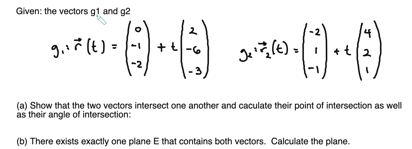 Solved Given: the vectors g1 and g2 | Chegg.com
