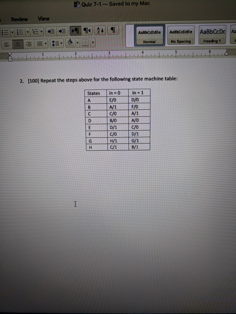 Solved 1. [100] Do the following for the state machine table | Chegg.com