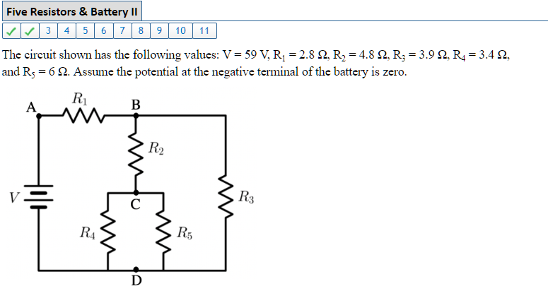 Solved The Circuit Shown Has The Following Values: V=59 | Chegg.com