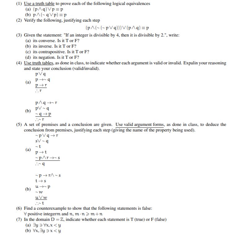 Solved 1 Use A Truth Table To Prove Each Of The Following Chegg Com