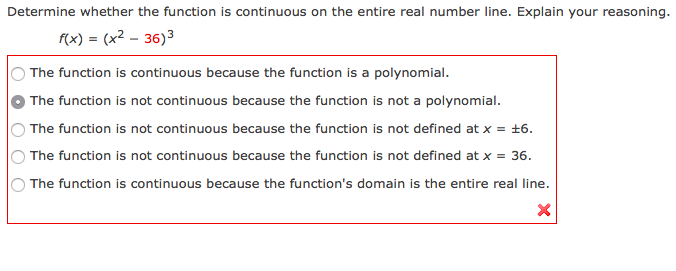 Solved Determine whether the function is continuous on the | Chegg.com