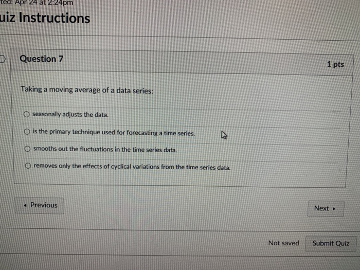 Solved ted: Apr 2:24pm 24 at uiz Instructions DQuestion 7 1 | Chegg.com