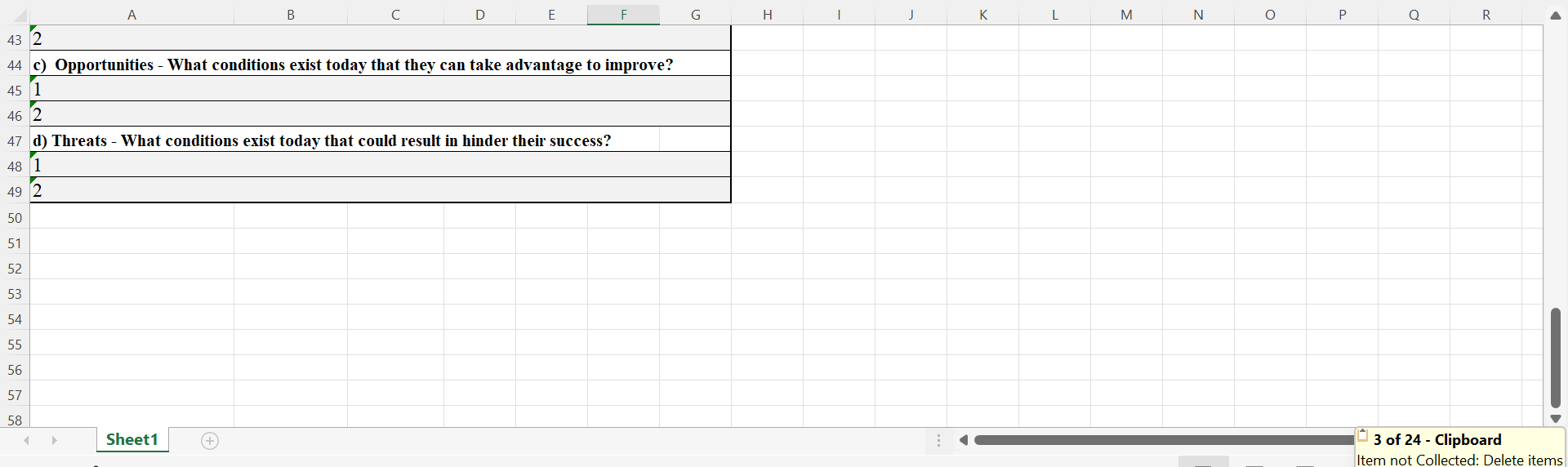 3 of 24 Clipboard Item not Collected Delete