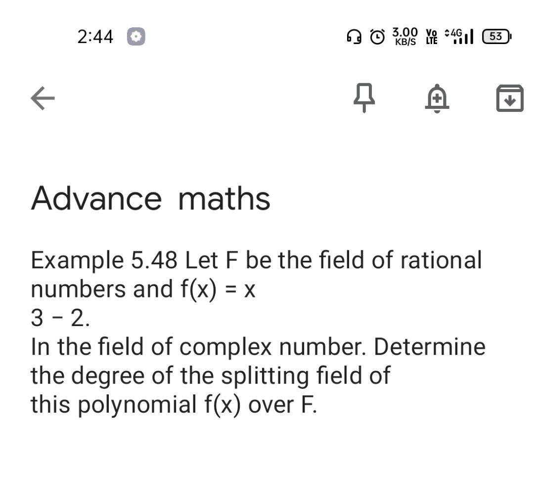 Solved 2:44 3.00 Vo 4G KB/S LTE 53 R F → Advance Maths | Chegg.com