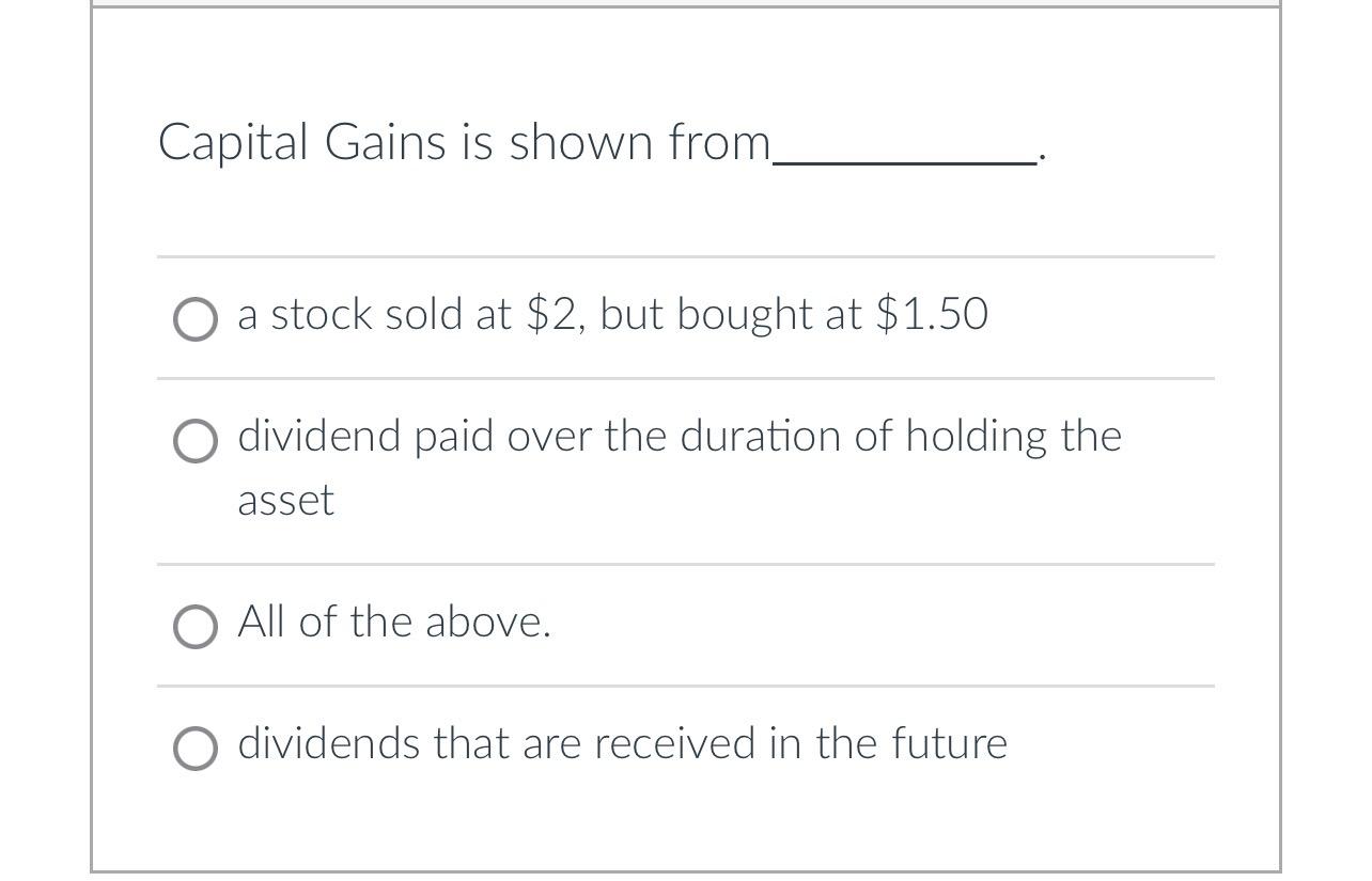 Solved Capital Gains is shown from a stock sold at $2, but | Chegg.com
