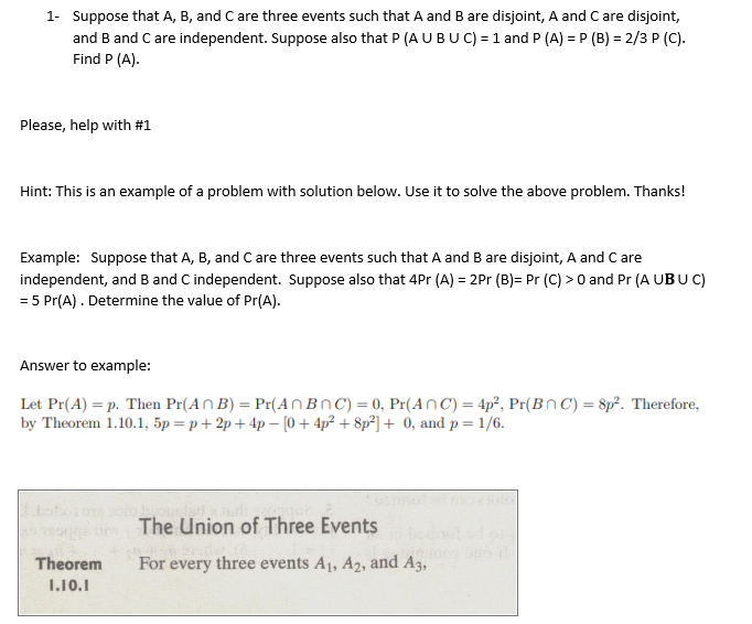 Solved 1 Suppose That A B And C Are Three Events Such Chegg Com