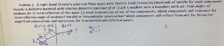 Solved Problem 2. A right Hand Circularly polarised Plans | Chegg.com