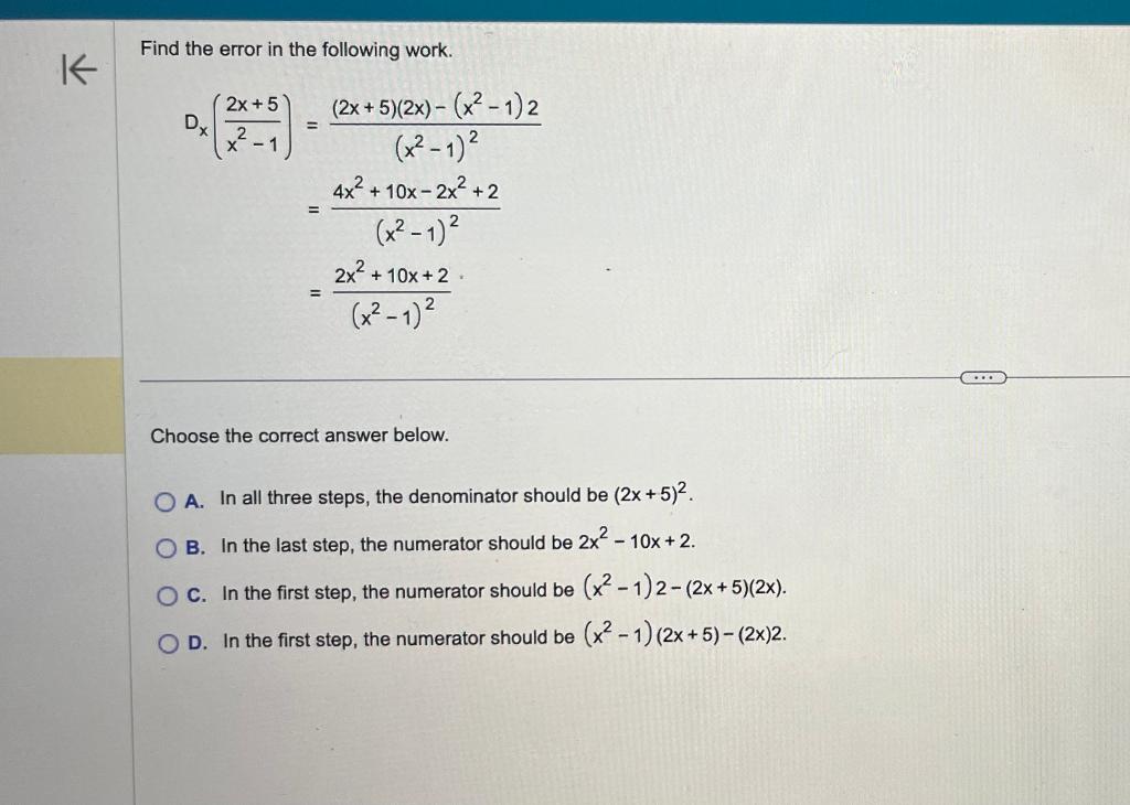 Solved Find The Error In The Following Work. | Chegg.com