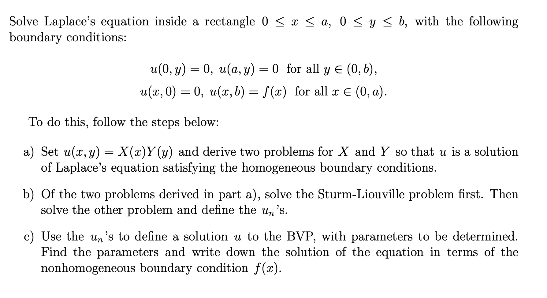 Solved Solve Laplace's Equation Inside A Rectangle 0