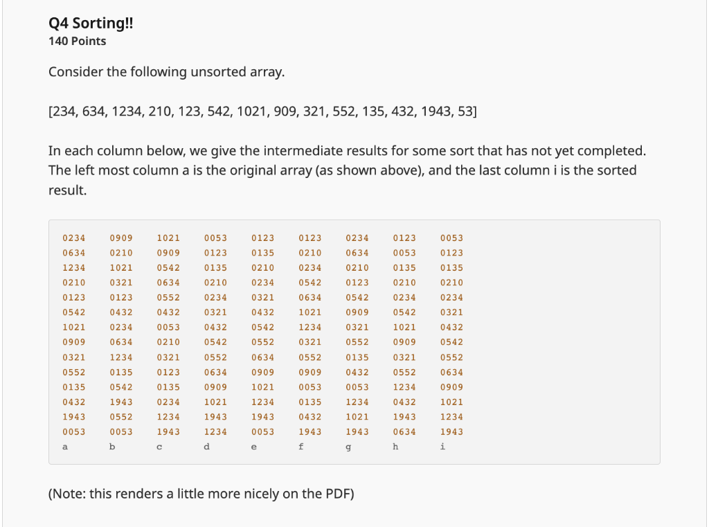 Solved In each column below, we give the intermediate | Chegg.com