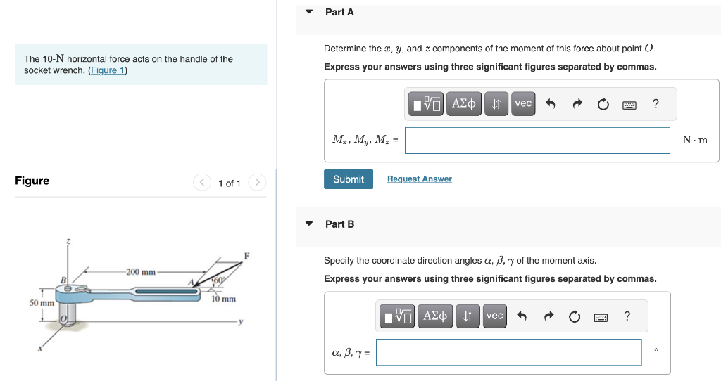 Solved Determine the x,y, and z components of the moment of | Chegg.com