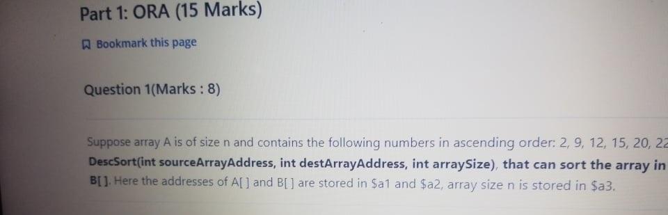 Solved Suppose array A is of size n and contains the | Chegg.com