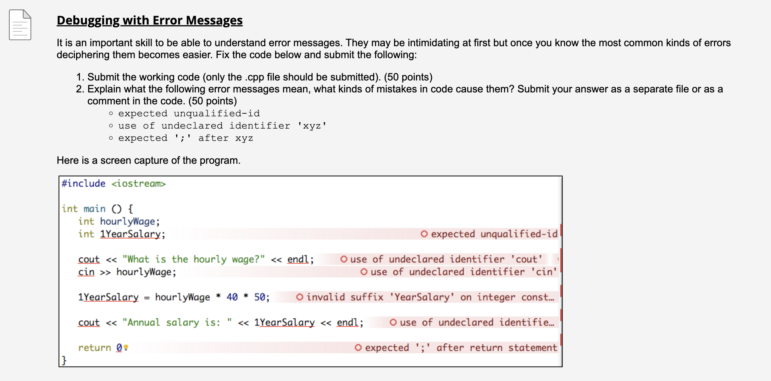 Solved Debugging With Error Messages It Is An Important | Chegg.com