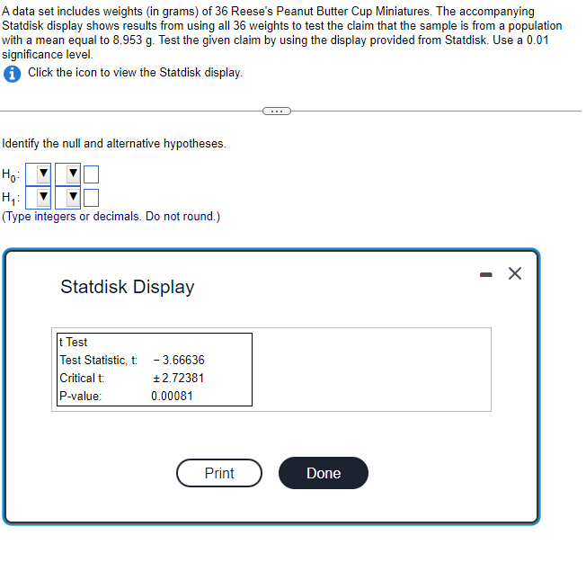 Solved A data set includes weights (in grams) of 36 Reese's