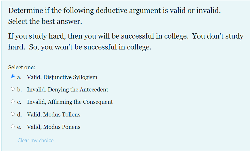 Solved Determine if the following deductive argument is | Chegg.com