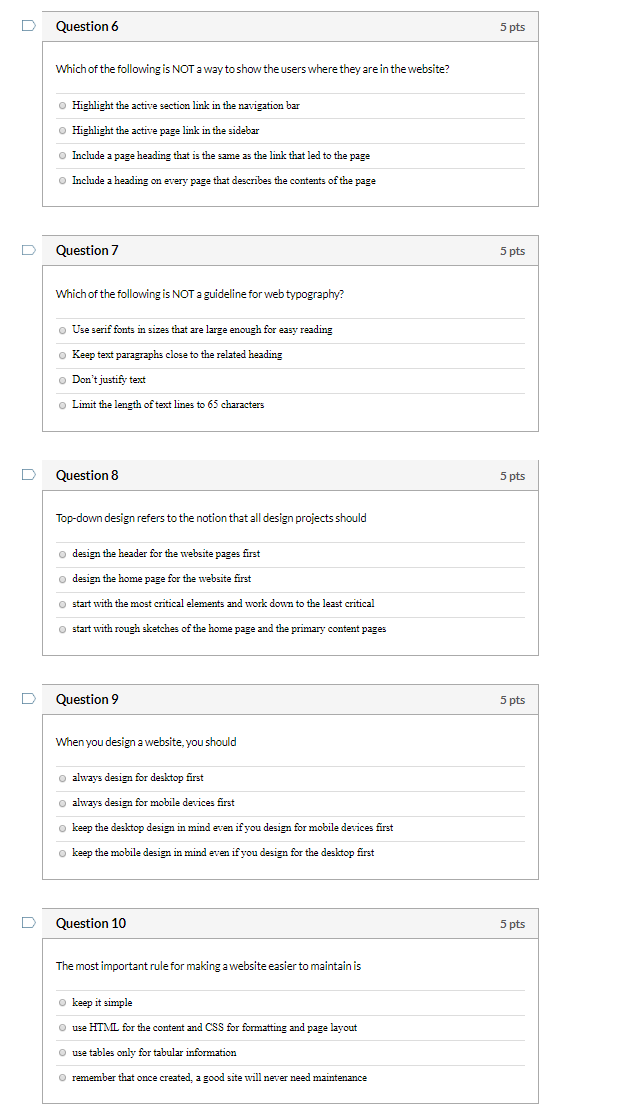 Solved D Question 6 5 pts Which of the following is NOT a | Chegg.com