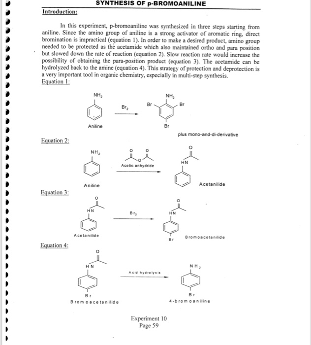 Solved SYNTHESIS OF P-BROMOANILINE In This Experiment, | Chegg.com