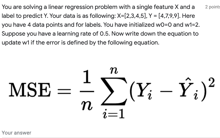 linear regression problem solving