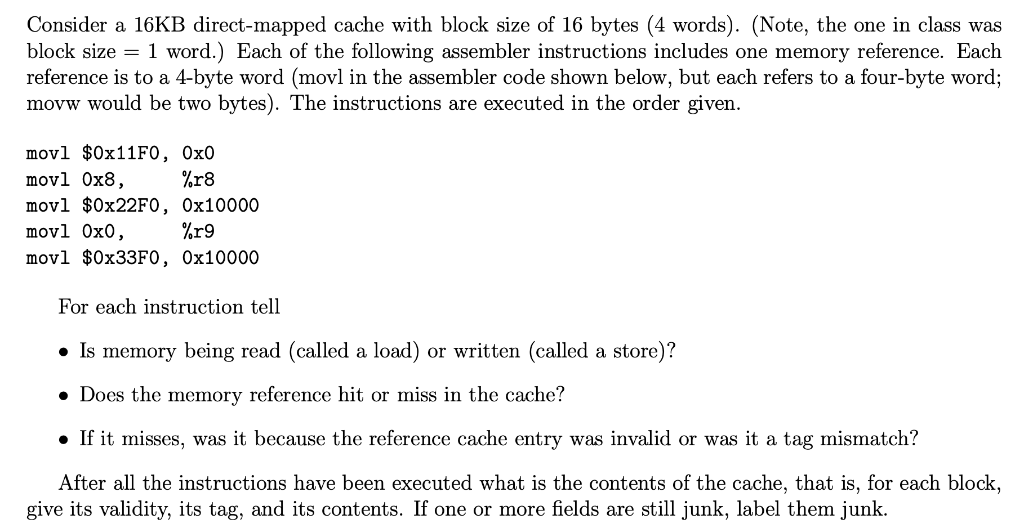 Solved Consider 16kb Direct Mapped Cache Block Size 16 Bytes 4 solved-consider-16kb-direct-mapped-cache-block-size-16-bytes-4
