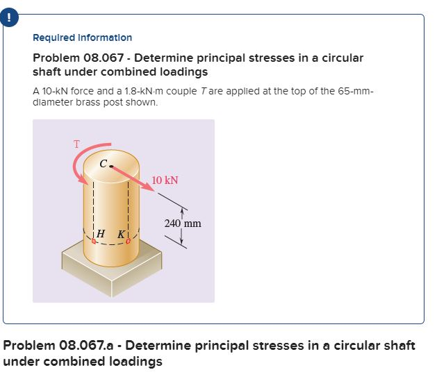 Solved a.) Determine the principal stresses and maximum | Chegg.com