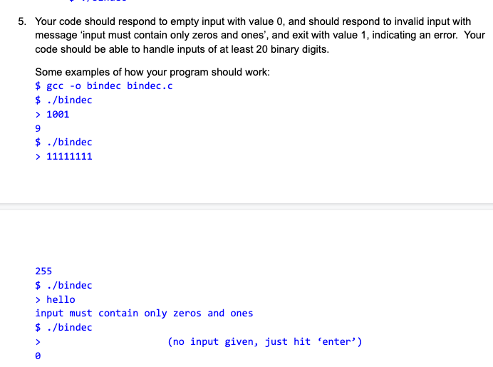 Solved Write a code in C that converts binary to decimal, If | Chegg.com