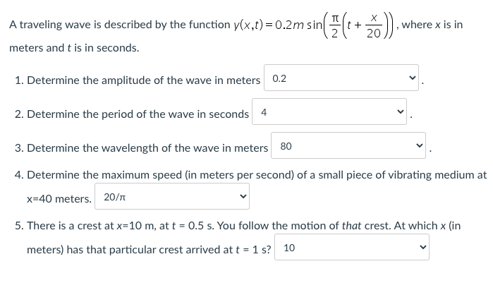 Solved TT A traveling wave is described by the function | Chegg.com