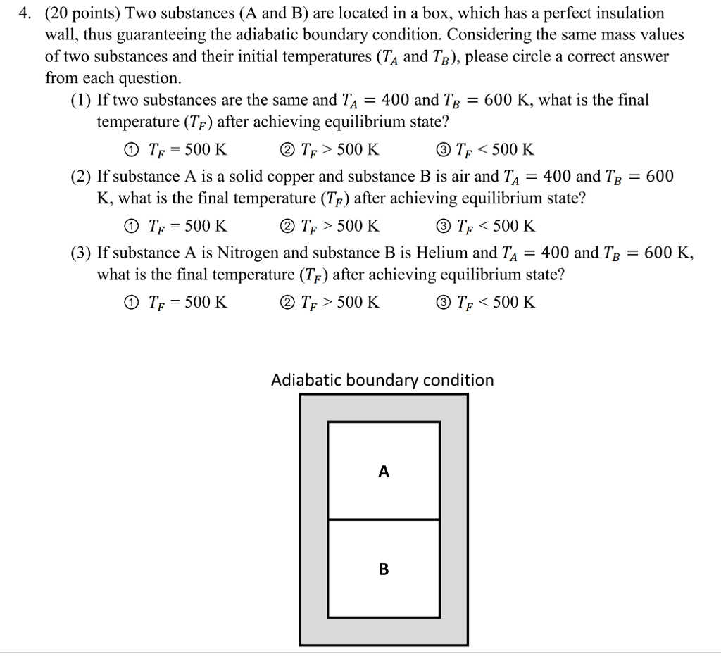 Solved (20 Points) Two Substances (A And B) Are Located In A | Chegg.com