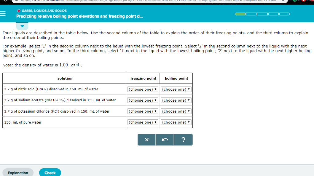 Solved Four liquids are described in the table below. Use