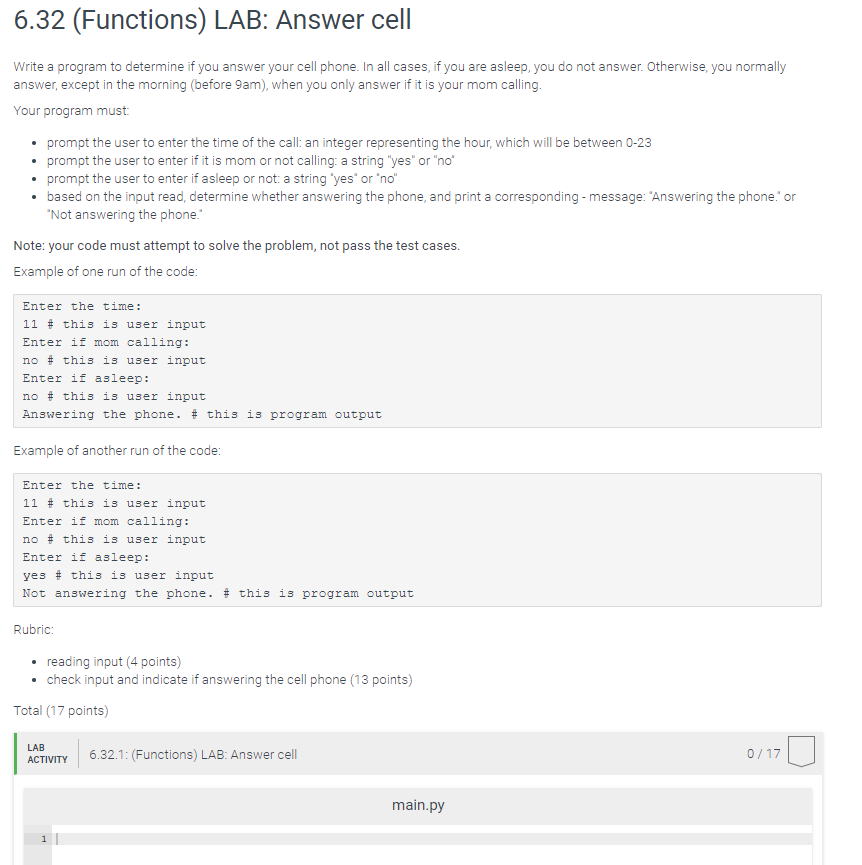 Solved 6.32 (Functions) LAB: Answer cell Write a program to | Chegg.com