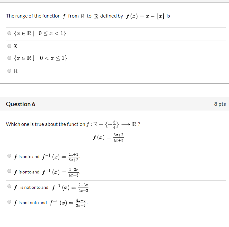 Solved The Range Of The Function F From R To R Defined By Chegg Com