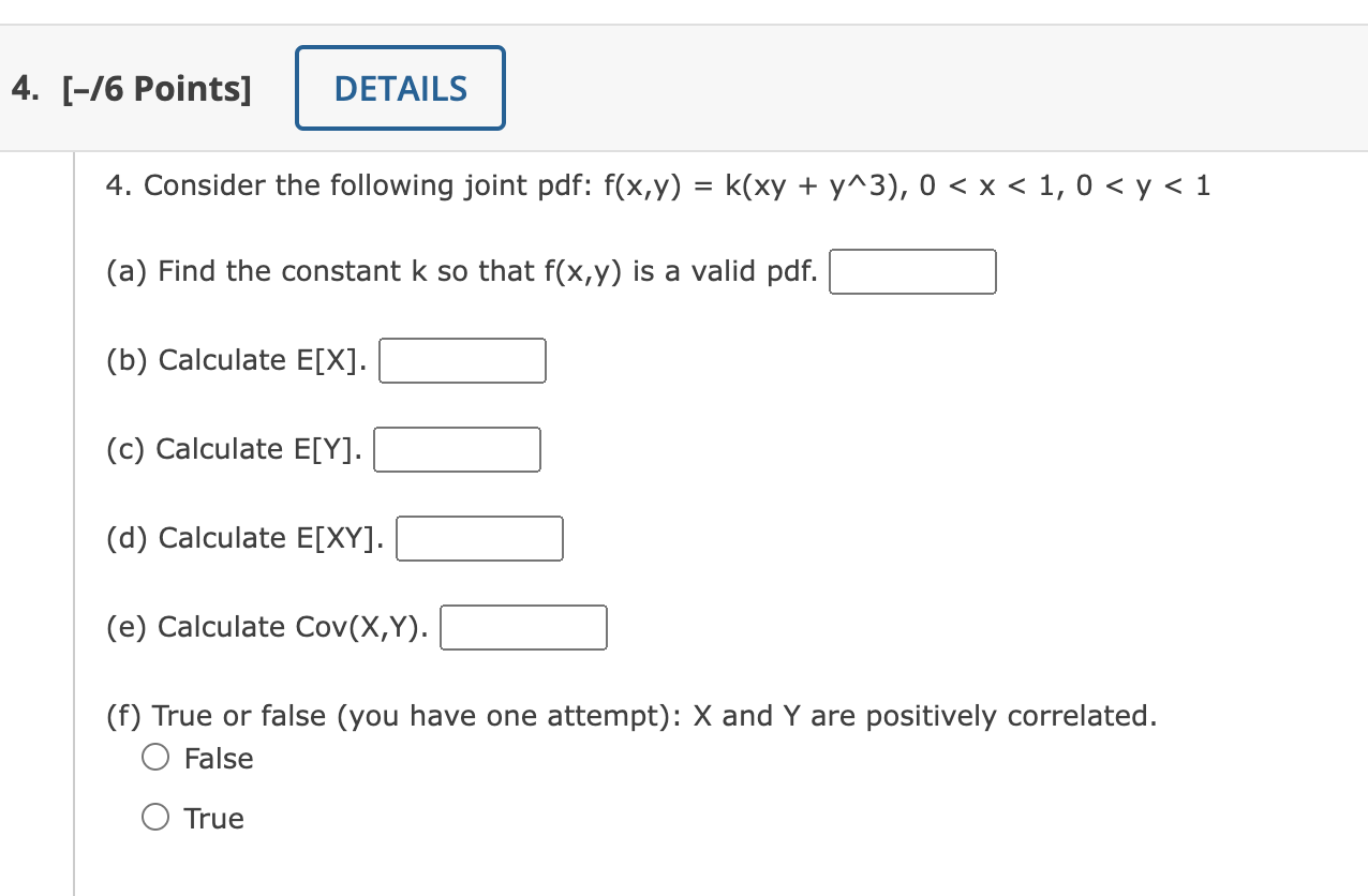 Solved 4 Consider The Following Joint Pdf